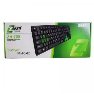 لوحة مفاتيح زيرو ZR-200 للكمبيوتر واللاب توب، أسود، سلكي